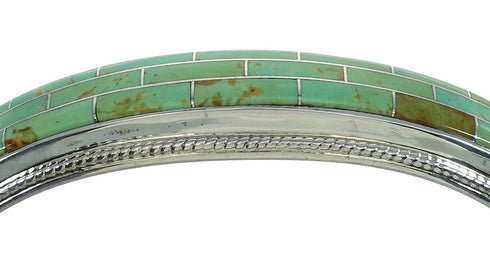 Turquoise Inlay Southwest Genuine Sterling Silver Cuff Bracelet AX78288